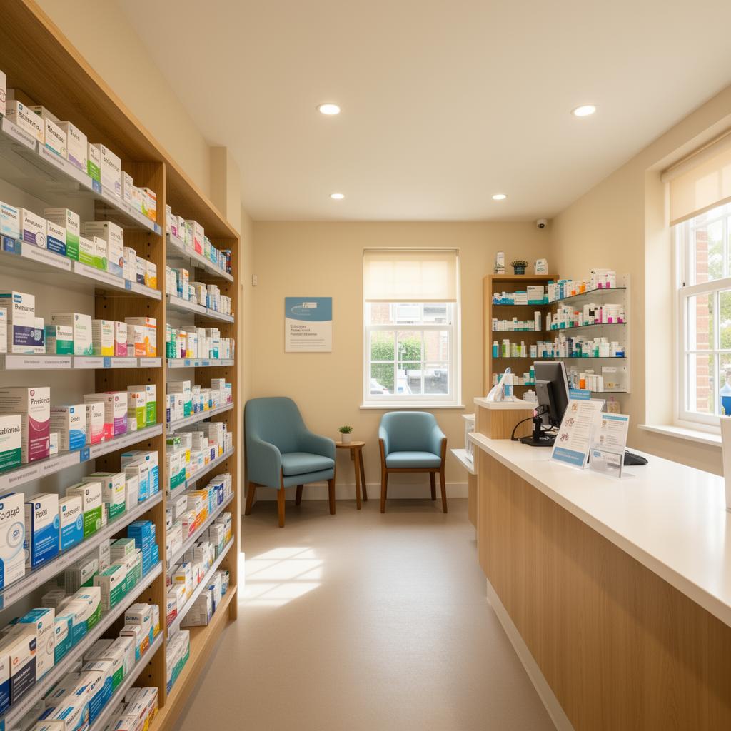 Pharmacist conducting a blood pressure check at Brighouse Pharmacy